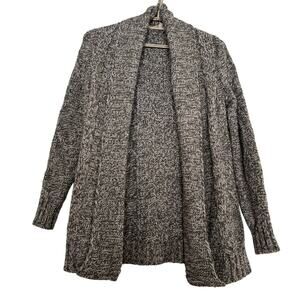 Lineamaglia Italy Brown marled knit open cardigan Small longline wool alpaca